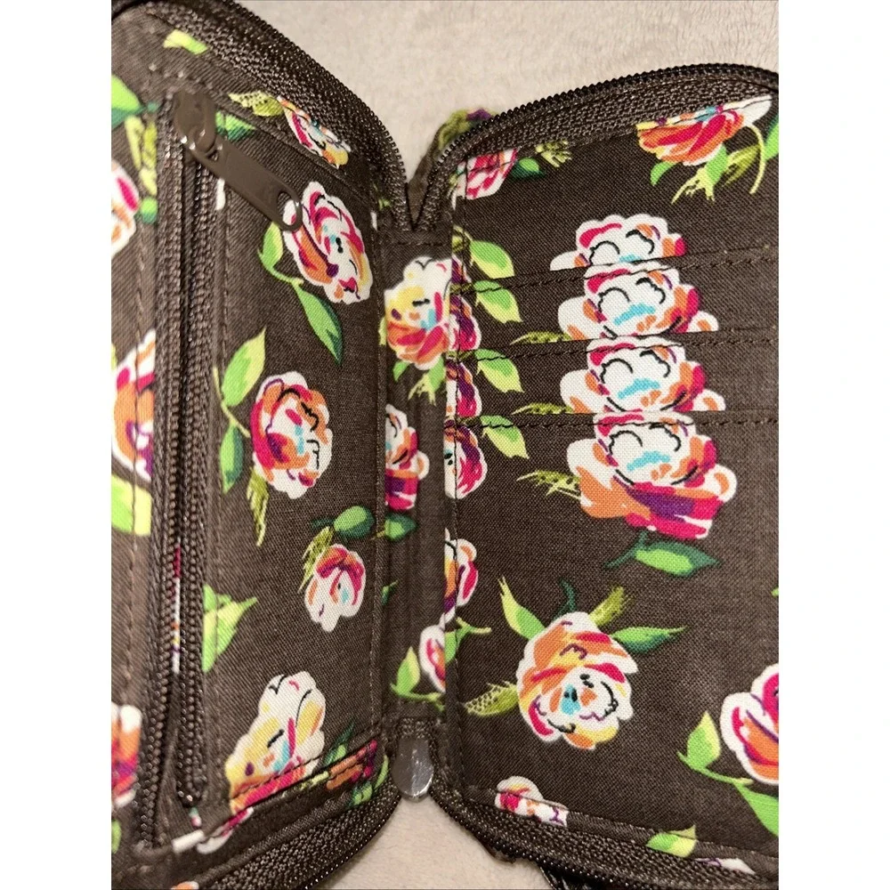 Vera Bradley Wallet‎ Cell Phone Holder Wristlet Brown Floral